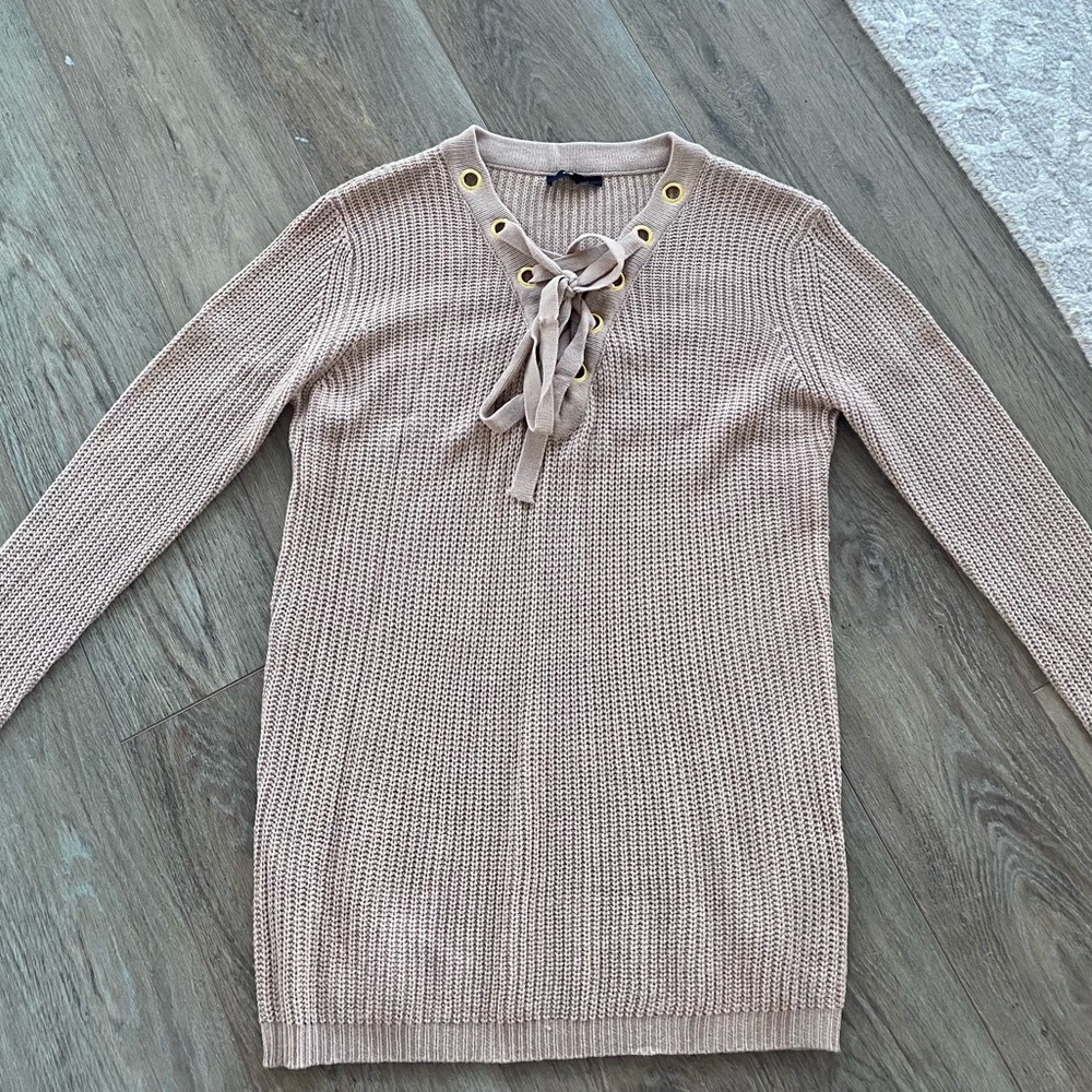 Beige lace up sweater